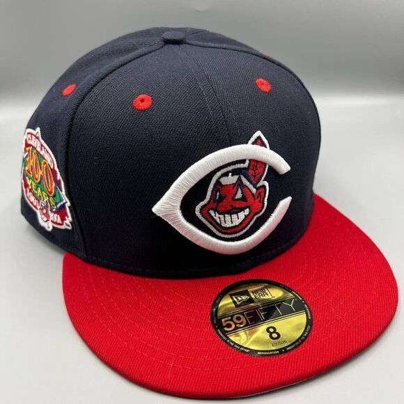Cleveland‎ Indians Guardians Hat Men 8 100 Years 59Fifty New Era Fitted Cap New